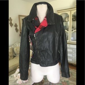 Desigual leather boho embroidered asymmetrical zipper jacket size 42 (10)